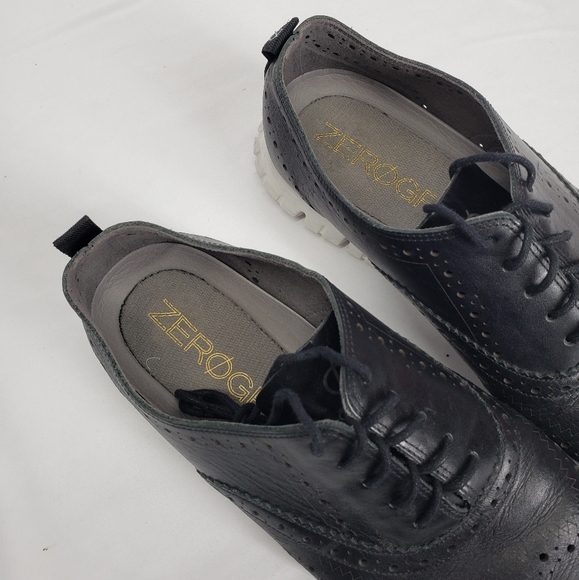 cole haan zerogrand wingtip oxford leather black lace up sneaker womens 8 - Picture 3 of 8